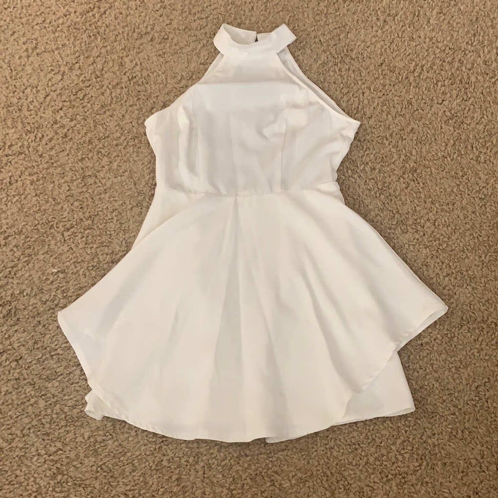 White halter top skater dress